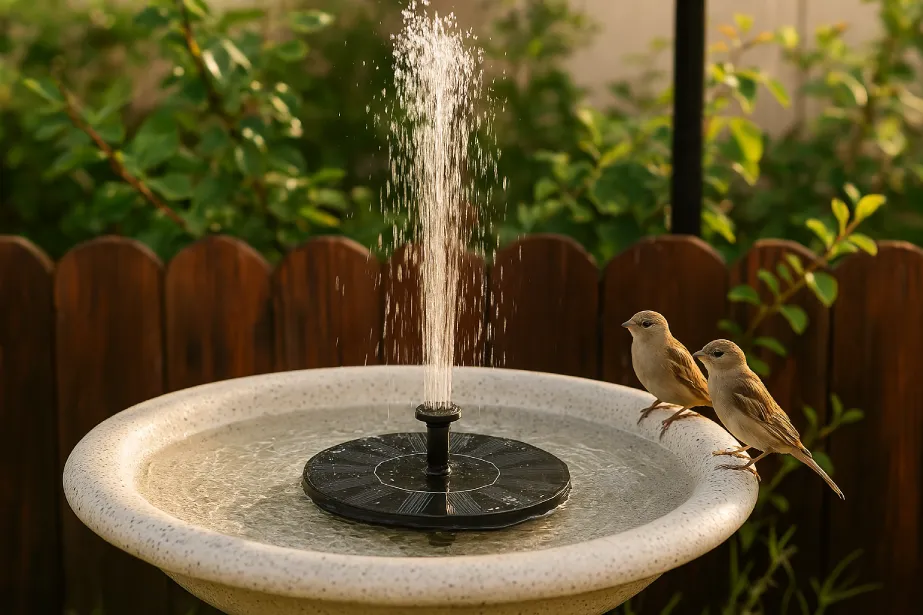 SolarSplash schwimmender Solar-Springbrunnen im Garten